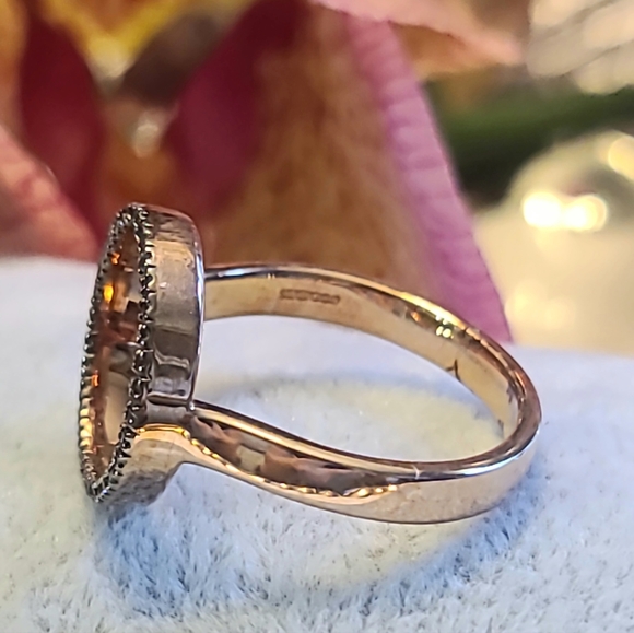 Monica Vinader Rose Gold Tone Blue Sapphire Circle Ring. New - Picture 5 of 6